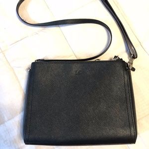 Lo & Sons Pearl Crossbody Black Saffiano Leather